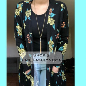 Lularoe Sarah Floral Cardigan Sweater size Large